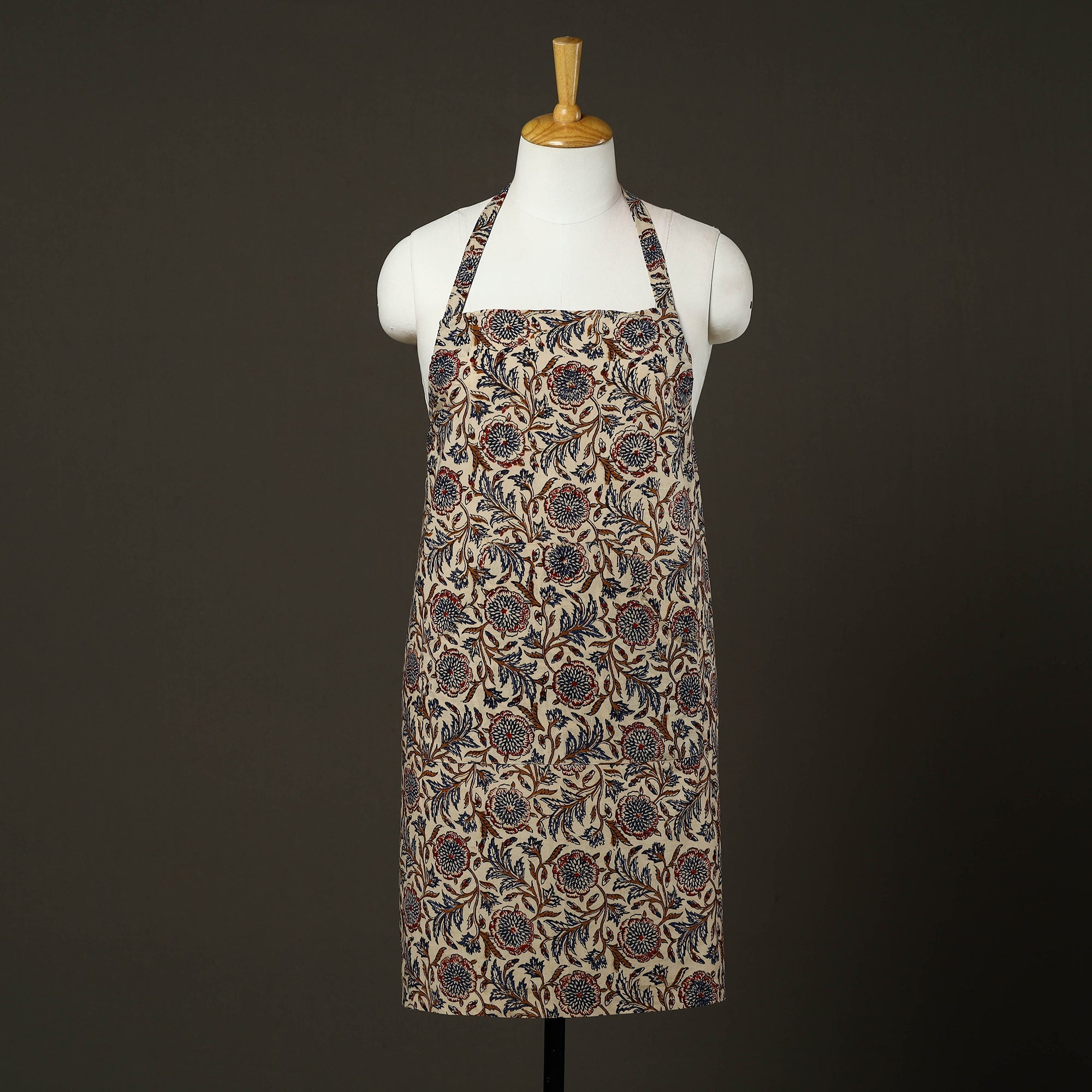 JALPARI Beige - Bagru Block Print Cotton Apron with Pocket 16