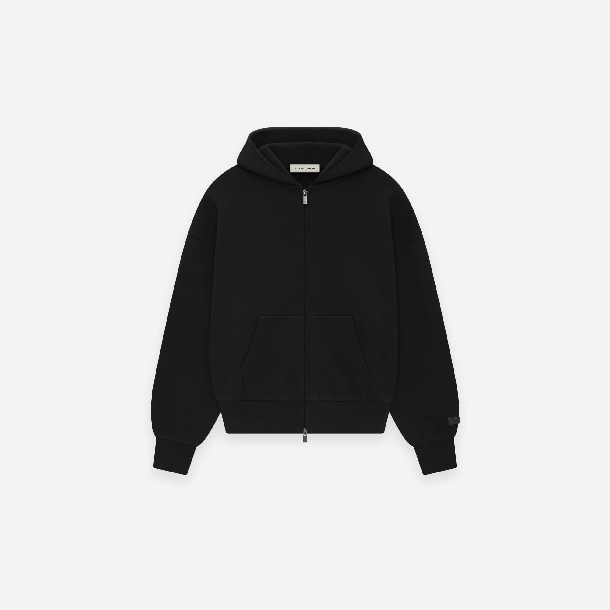 Fear Of God Essentials SS25 Classic Full Zip Up Hoodie Jet Black