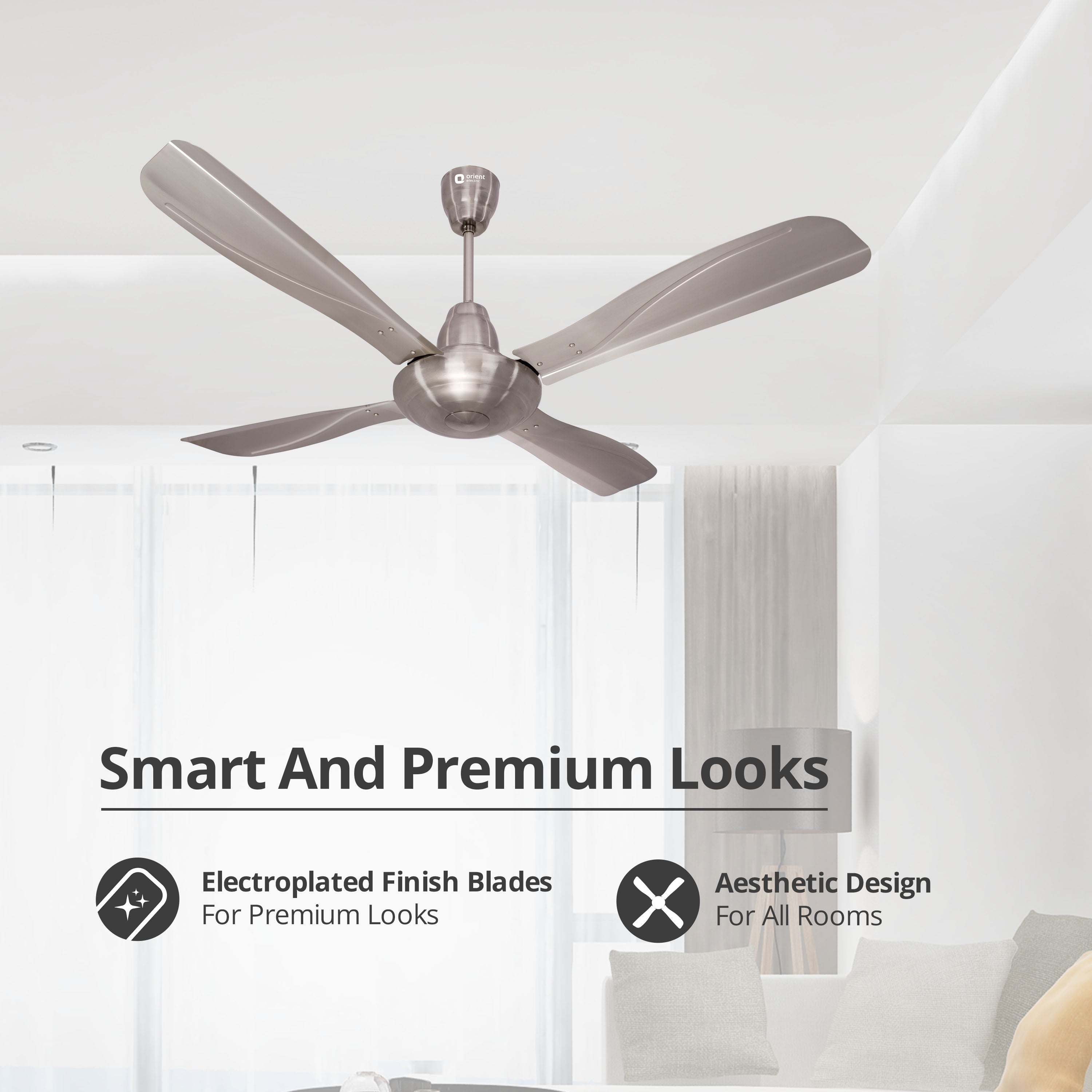 orientelectric Stallion 1320mm Wide Tipped and Electroplated Finish Blades Ceiling Fan - view 17