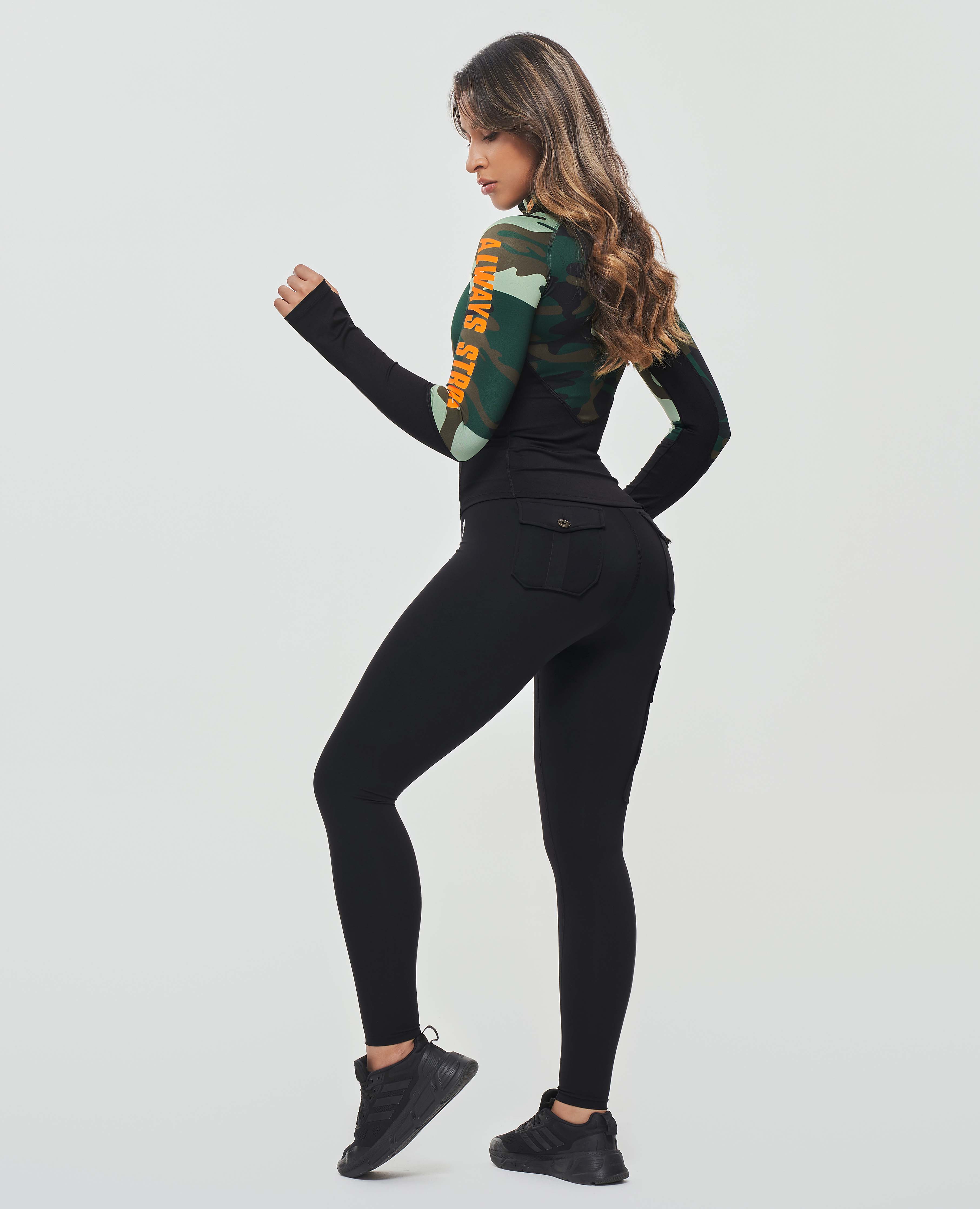 FIRM ABS Half Zip Long Sleeve Top - Green Camo - view 7