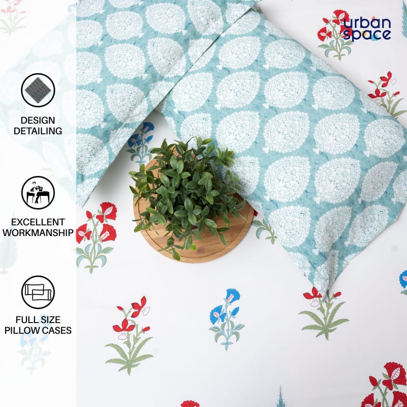 Urban Space -Home Furnishing Store Fitted King Size Cotton Bedsheet - High Garden Red - view 5