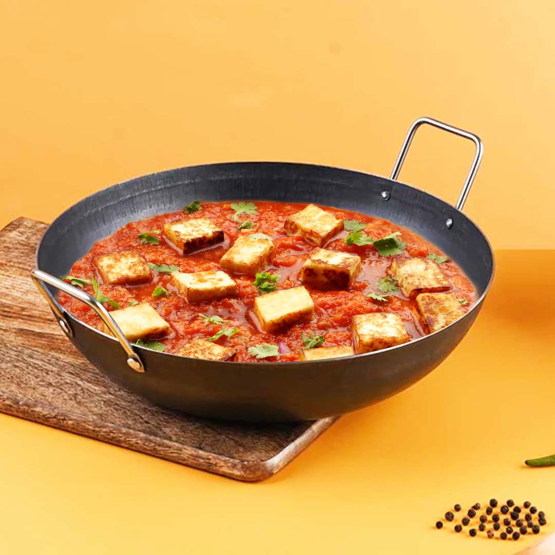The Indus Valley 100% Pure Sheet Iron Kadai, Seasoned, Toxin-free, 1.4/2.7/4.4L, 0.6/0.9/1.4kg