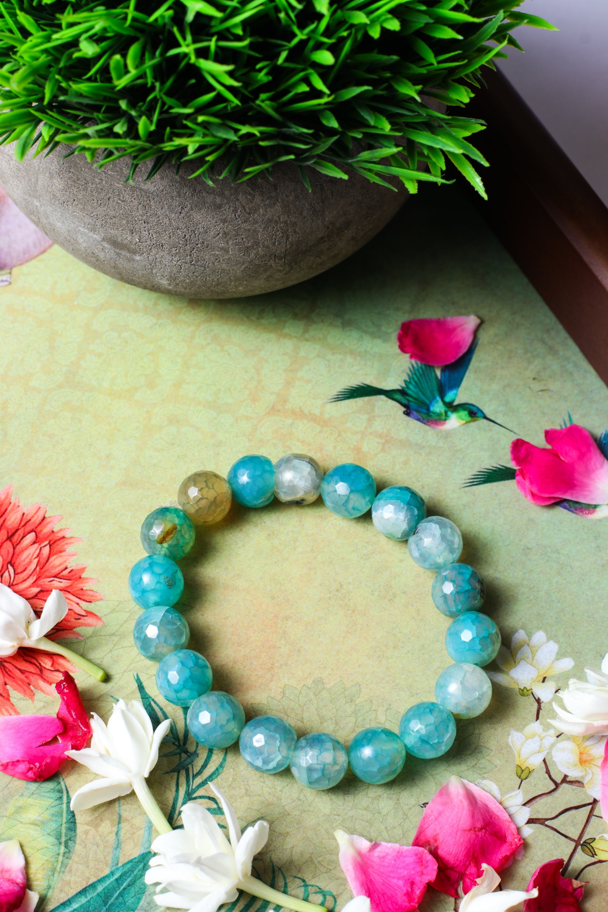 Studio Vaidik Aqua Blue Fire Agate Bracelet - view 2