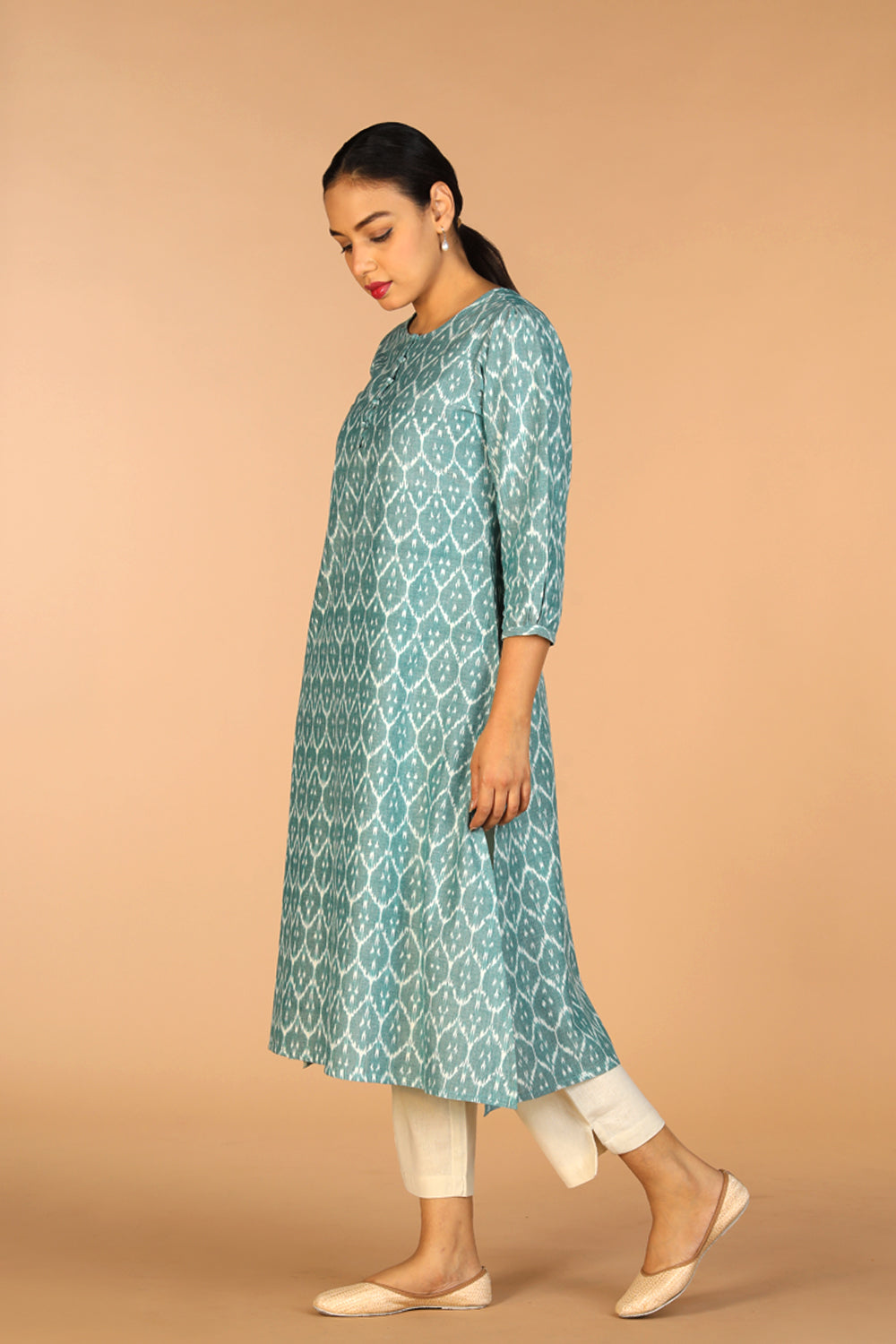 Kalanjali Ethnics Cotton Ikat Kurti – Women's, OCEAN BLUE - view 5