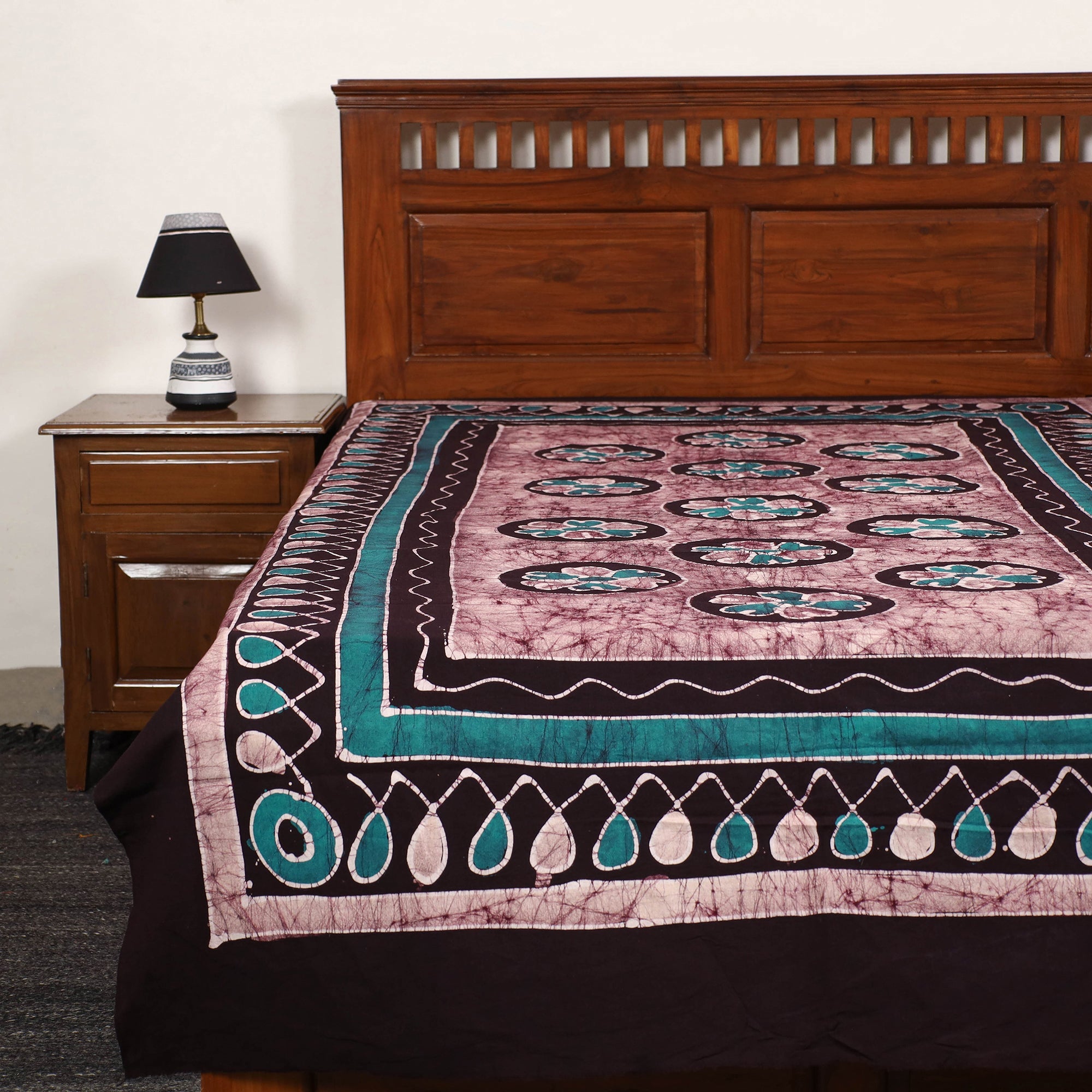 KACHCHH JI CHHAAP Brown - Hand Batik Printed Cotton Single Bed Cover (96 x 59 in) 67