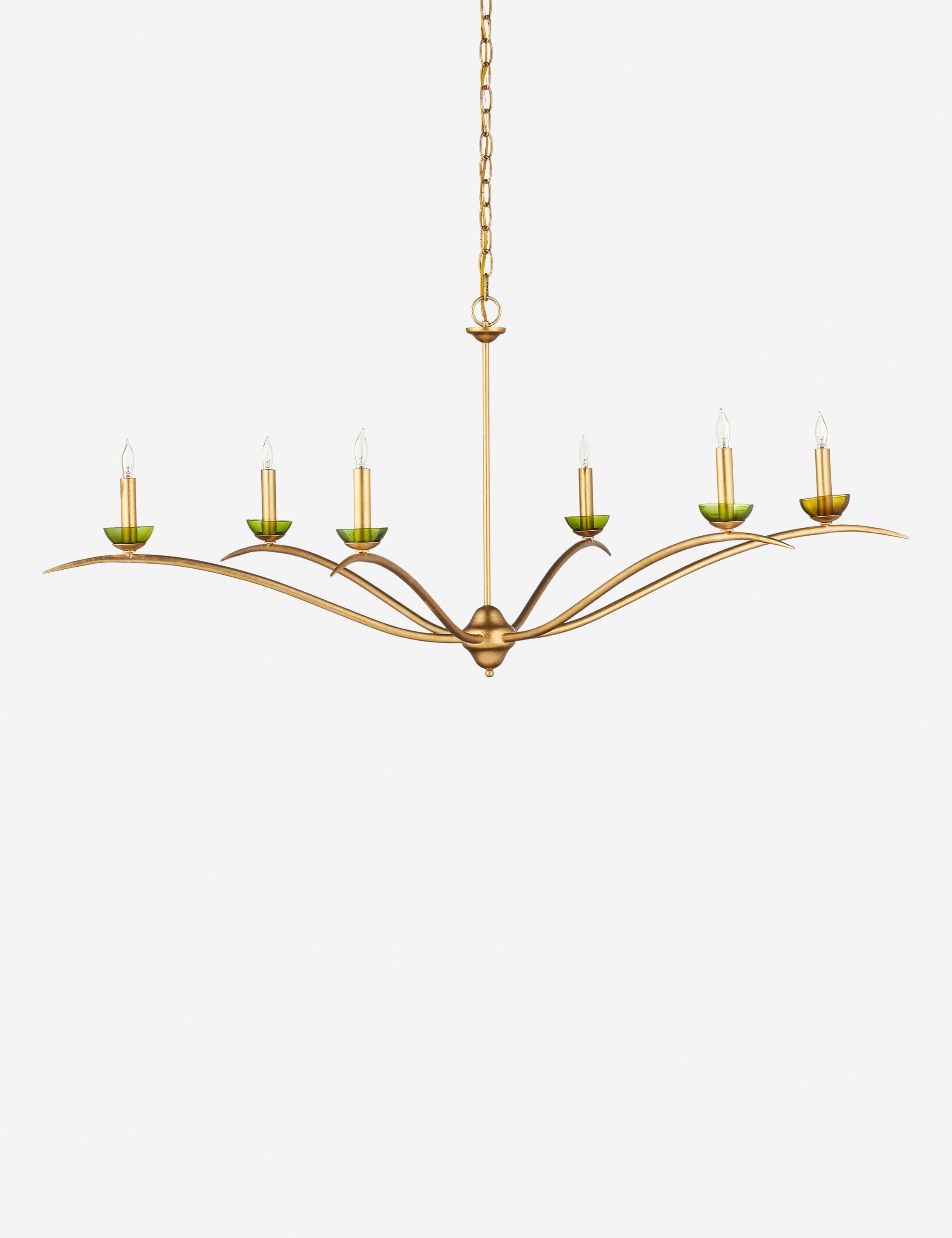 Lulu and Georgia Vivaan Chandelier – Gold Leaf and Green