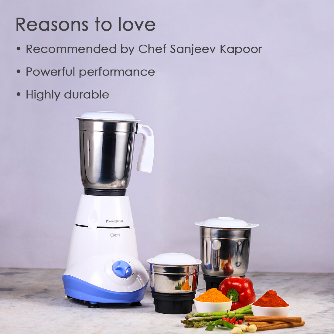 Wonderchef Capri Mixer Grinder 550W With 3 Stainless Steel Jars - view 14