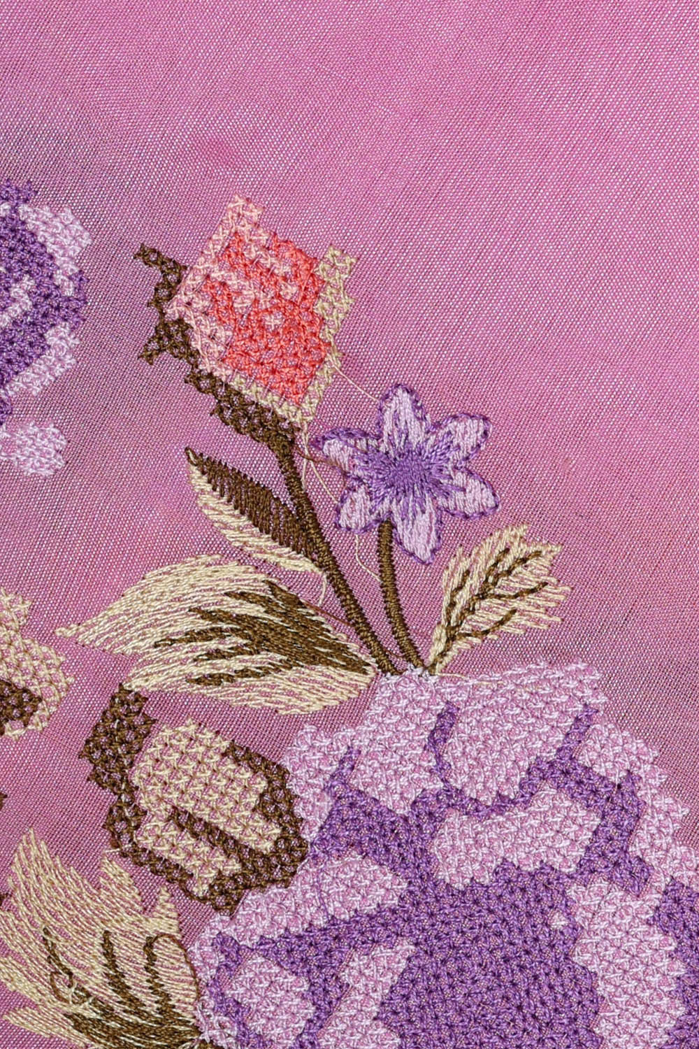 Kalanjali Kanchi Kora Lavender Pink Brocade Saree - view 2
