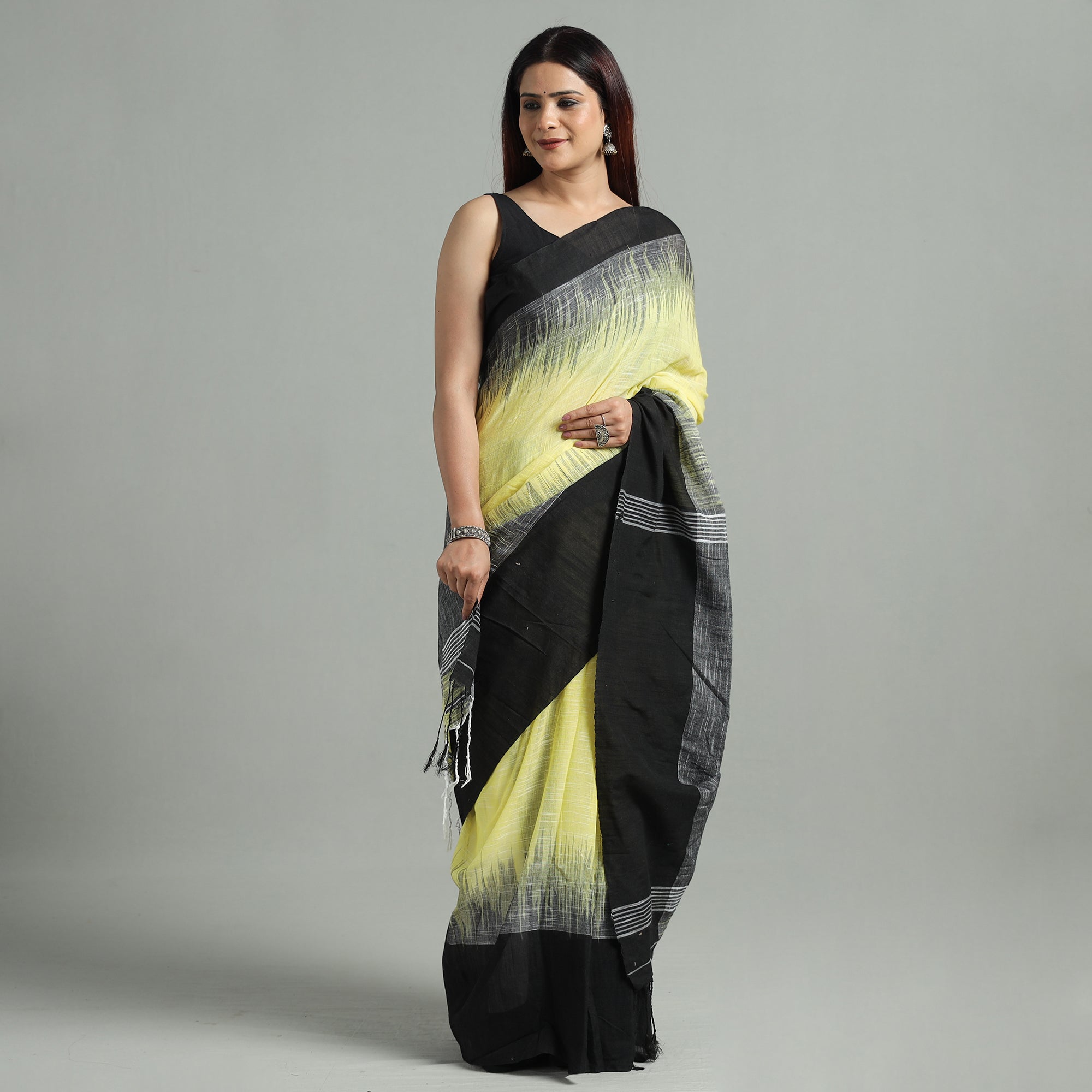KHUSHBASH - HAPPY LOOM OF EAST Black - Phulia Bengal Handloom Fine Cotton Saree 45 - view 2