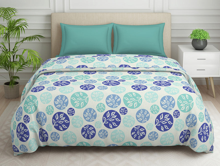 Spaces India Ornate Blue Polycotton Quilt Double Harmony - By Welspun