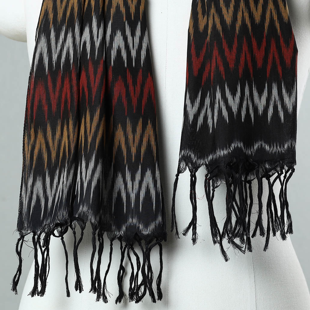 SOUTH KARGHA Black - Handloom Mercerized Cotton Pochampally Ikat Stole 23 - view 3