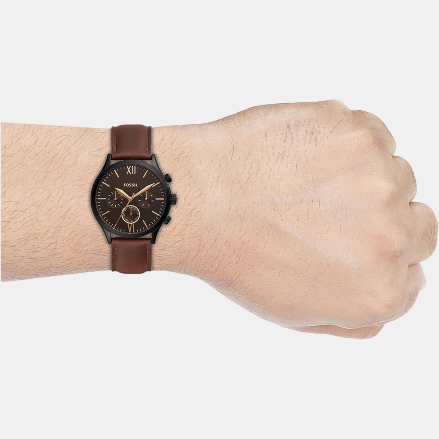 Fossil Fenmore Men Quartz Black Dial Chronograph Leather Watch BQ2453 - view 4