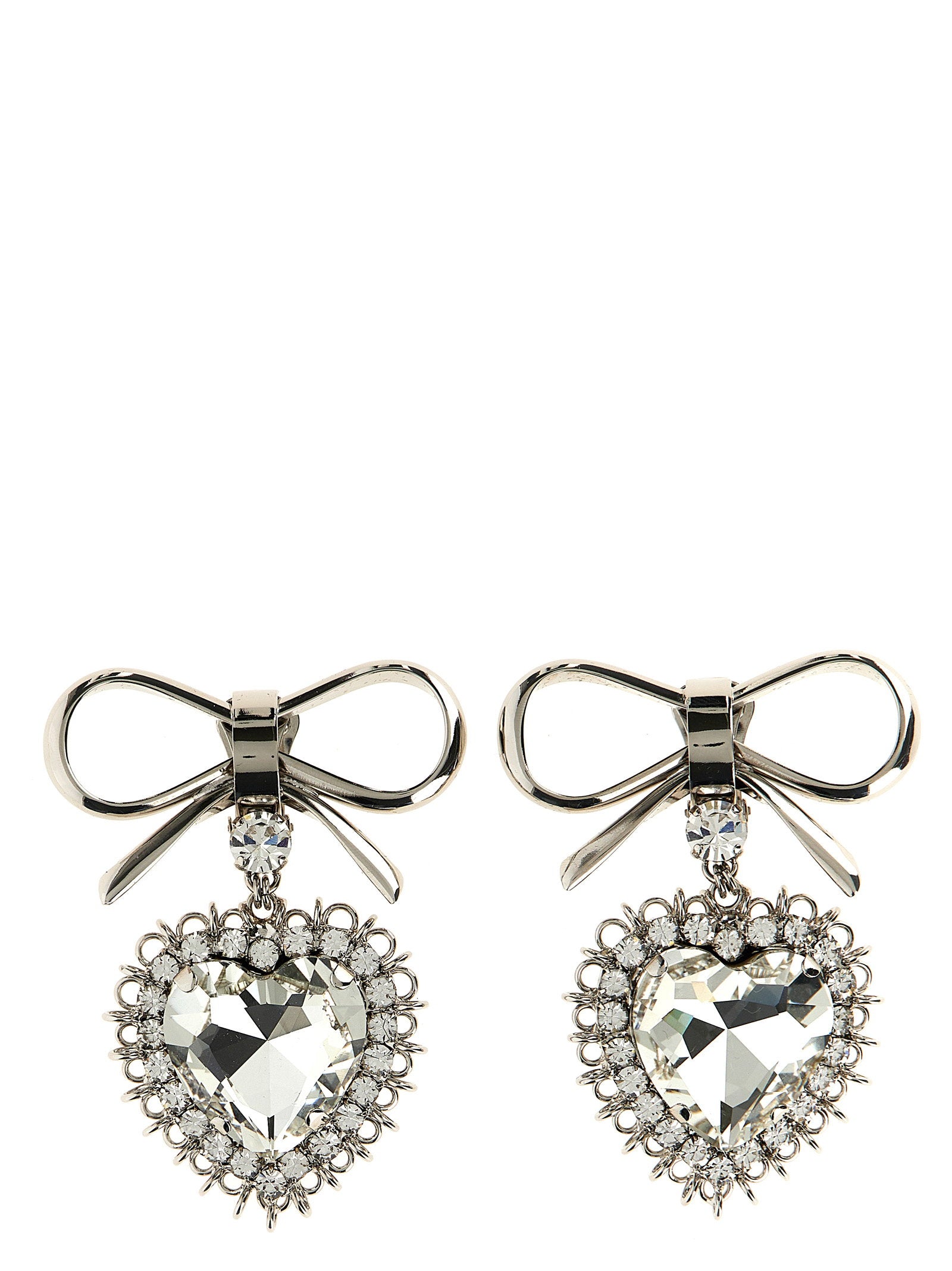 Alessandra Rich Metal Bow Earrings – 60% glass, 40% brass