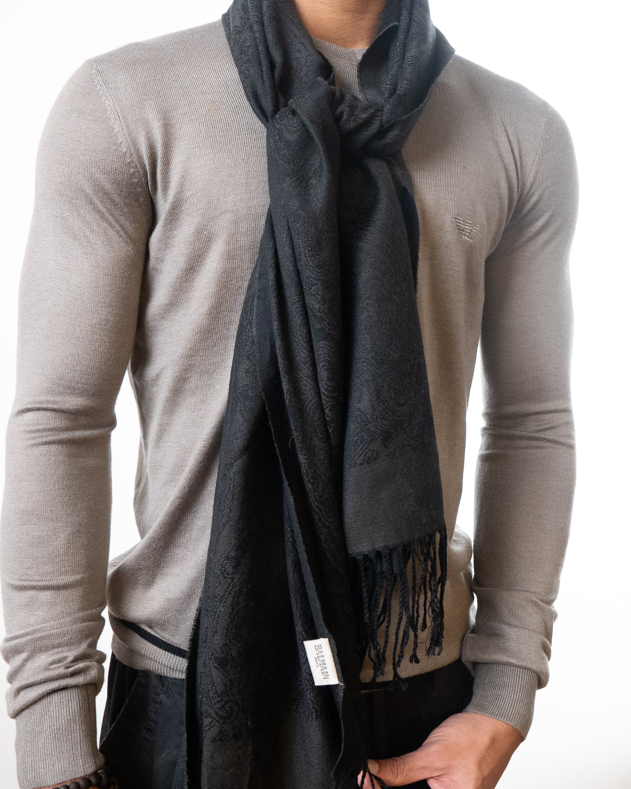 Balmain Grey and Black Scarf – Multi