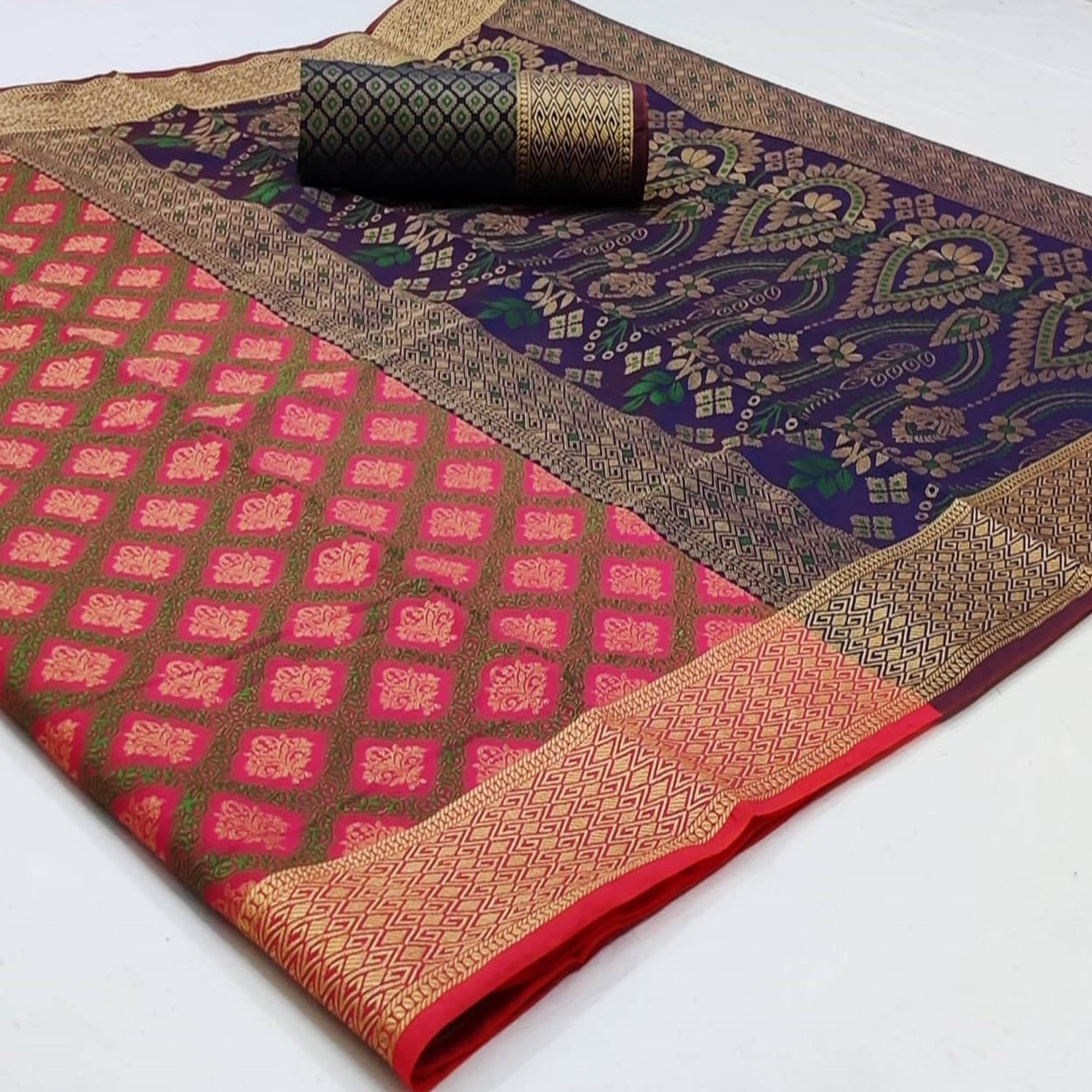 Peachmode Engrossing Pink Colored Festive Wear Woven Patola Silk Saree