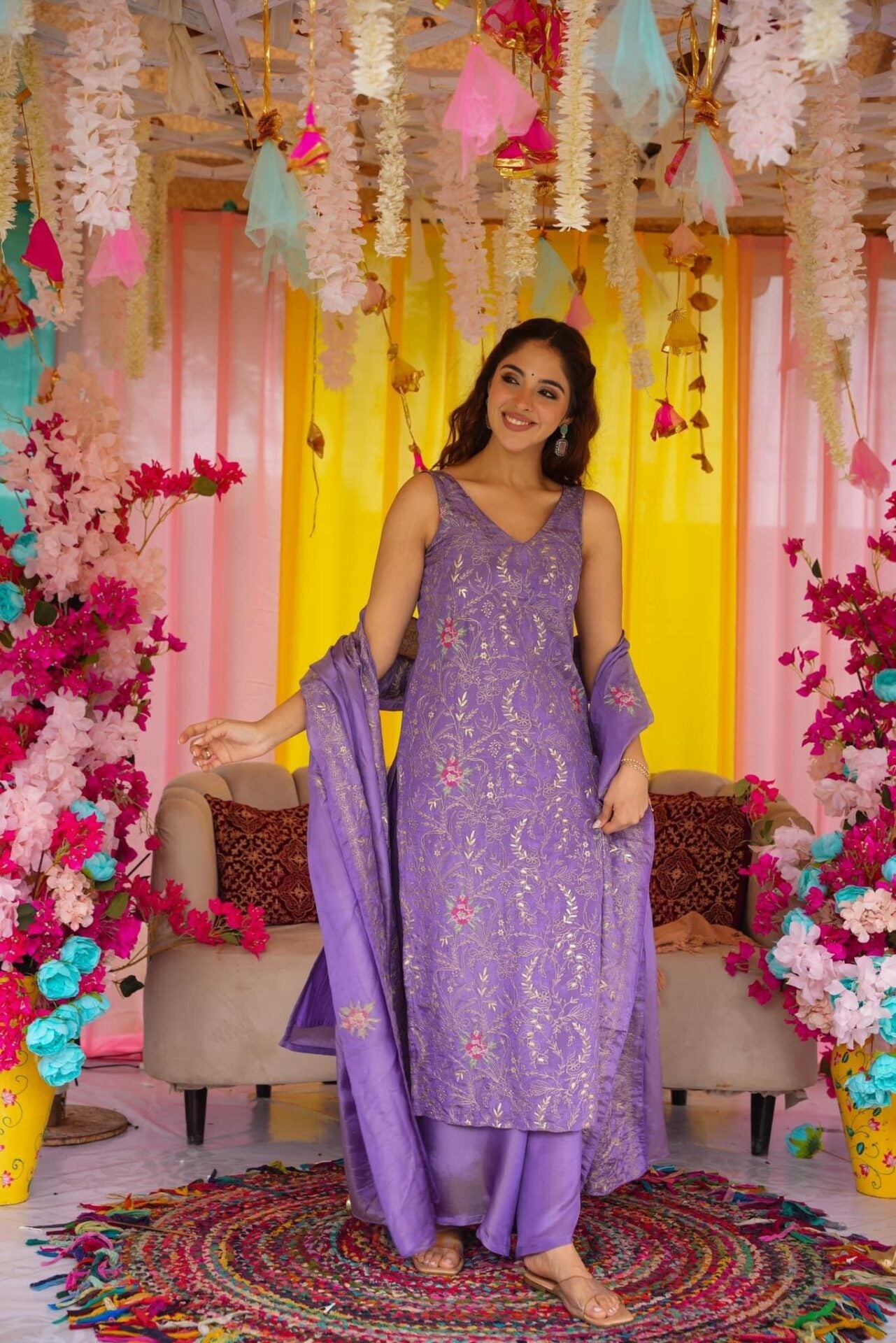 Idaho-o Regal Purple Straight Suit Set - view 3