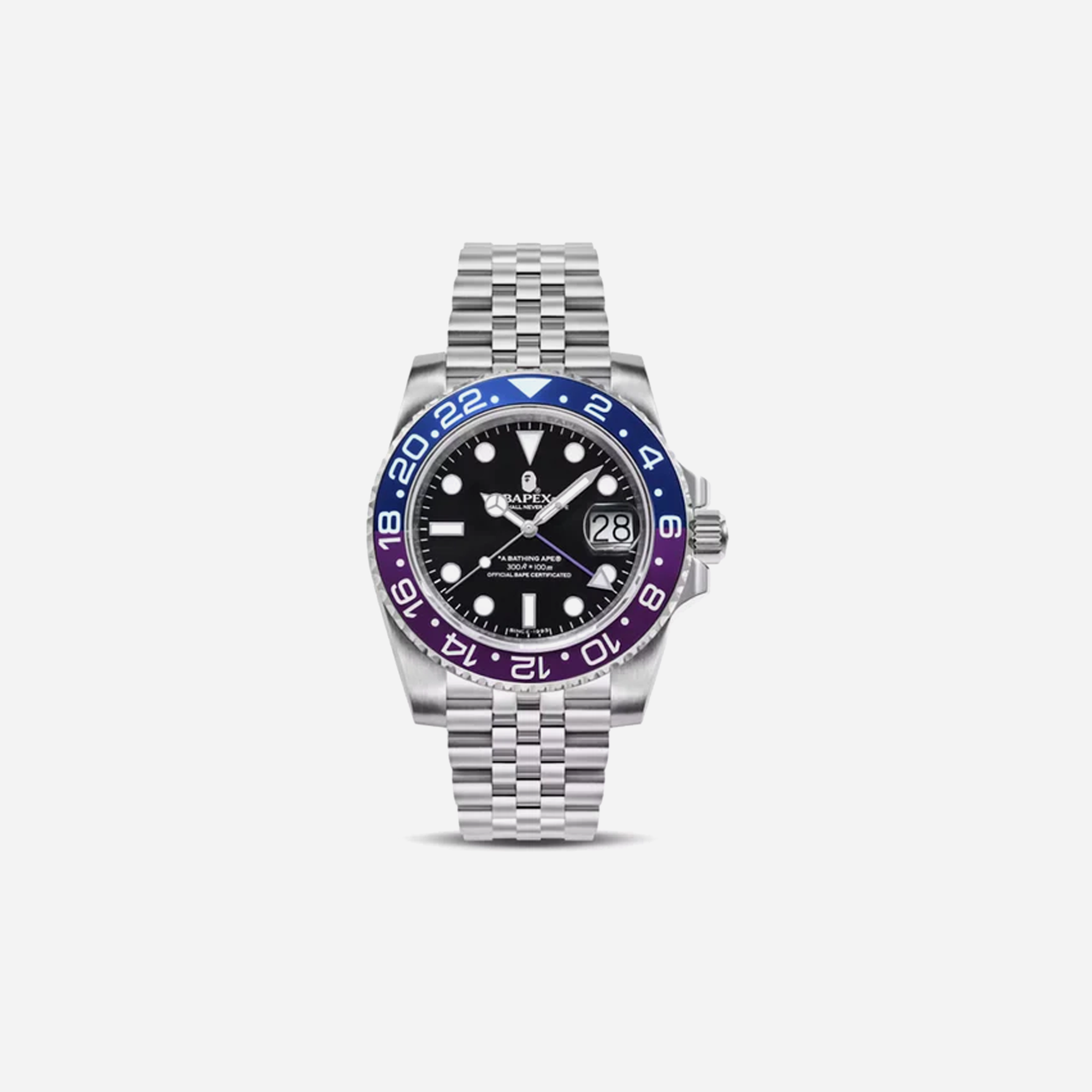 AAPE BY BATHING APE Bape Type 2 Bapex 1 Watch Silver/Blue/Purple