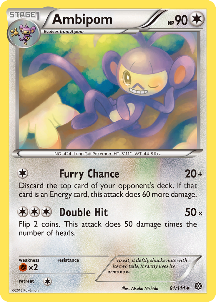 Uncommon xy11-91 non-holo – Pokémon Ambipom - 91/114 - Uncommon [xy11-91] [Non-Holo] - Ambipom - 91/114 - Uncommon