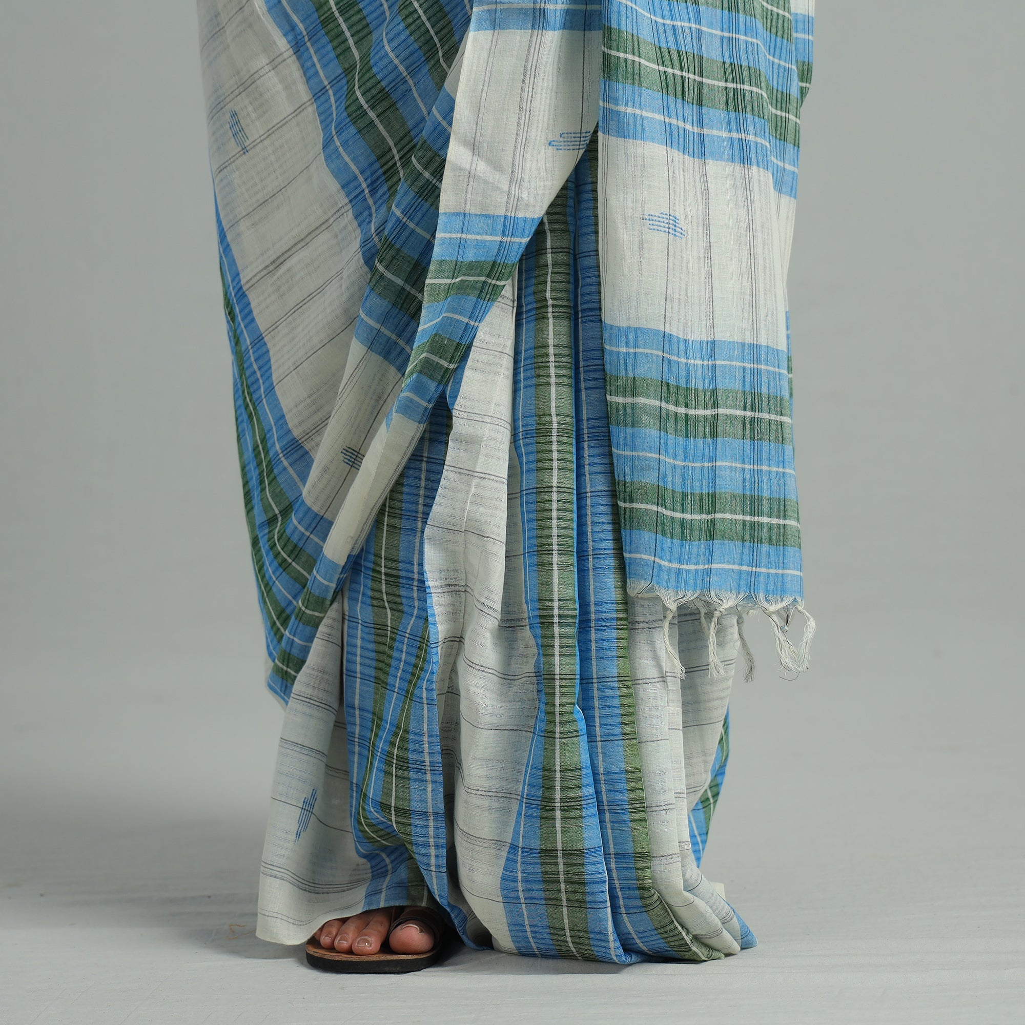 KHUSHBASH - HAPPY LOOM OF EAST Blue - Basirhat Gamcha Handloom Pure Cotton Saree 08 - view 5
