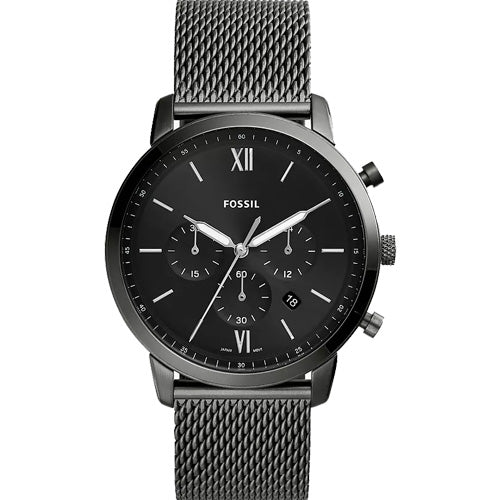 Fossil Neutra Men's Black Dial Silver & Black Chain Watch