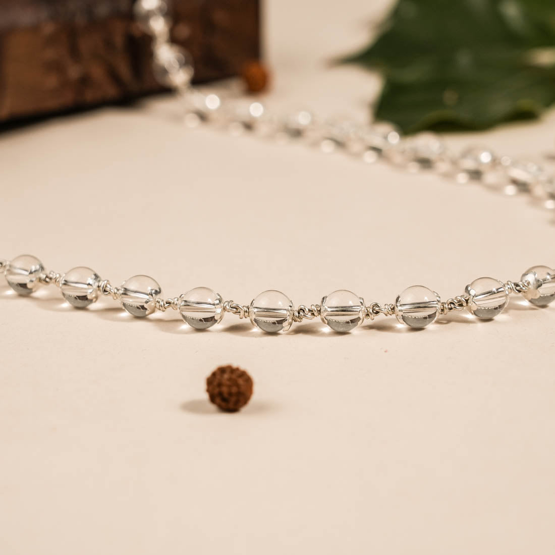 Prinjal Jewellers Sphatik Bead Silver Mala