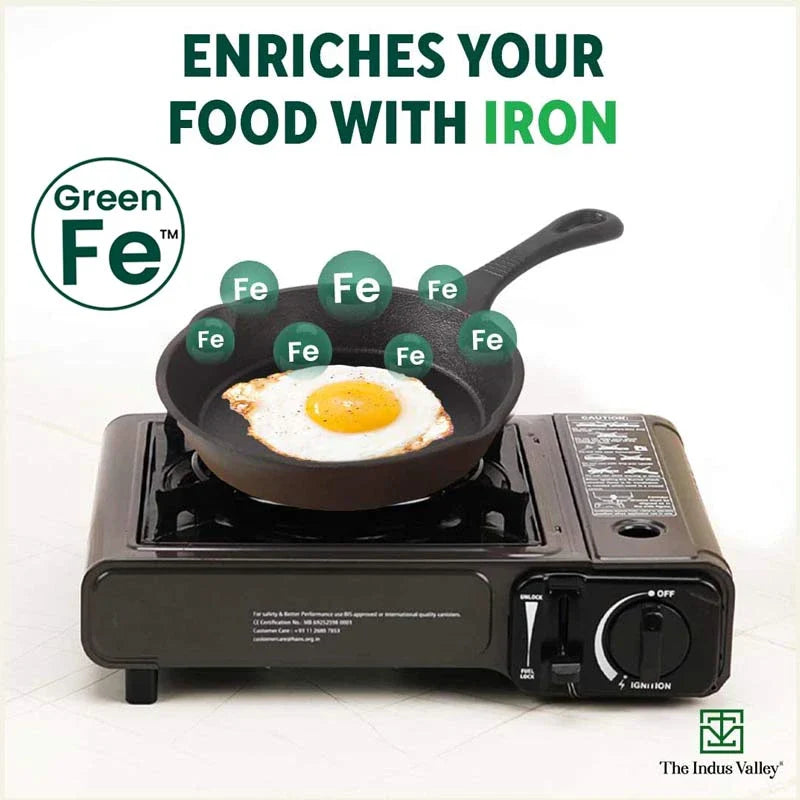The Indus Valley CASTrong Cast Iron Fry Pan, Pre-seasoned, Nonstick, 100% Pure, Toxin-free, Induction, 15.2cm, 0.4L, 1.1kg - view 6