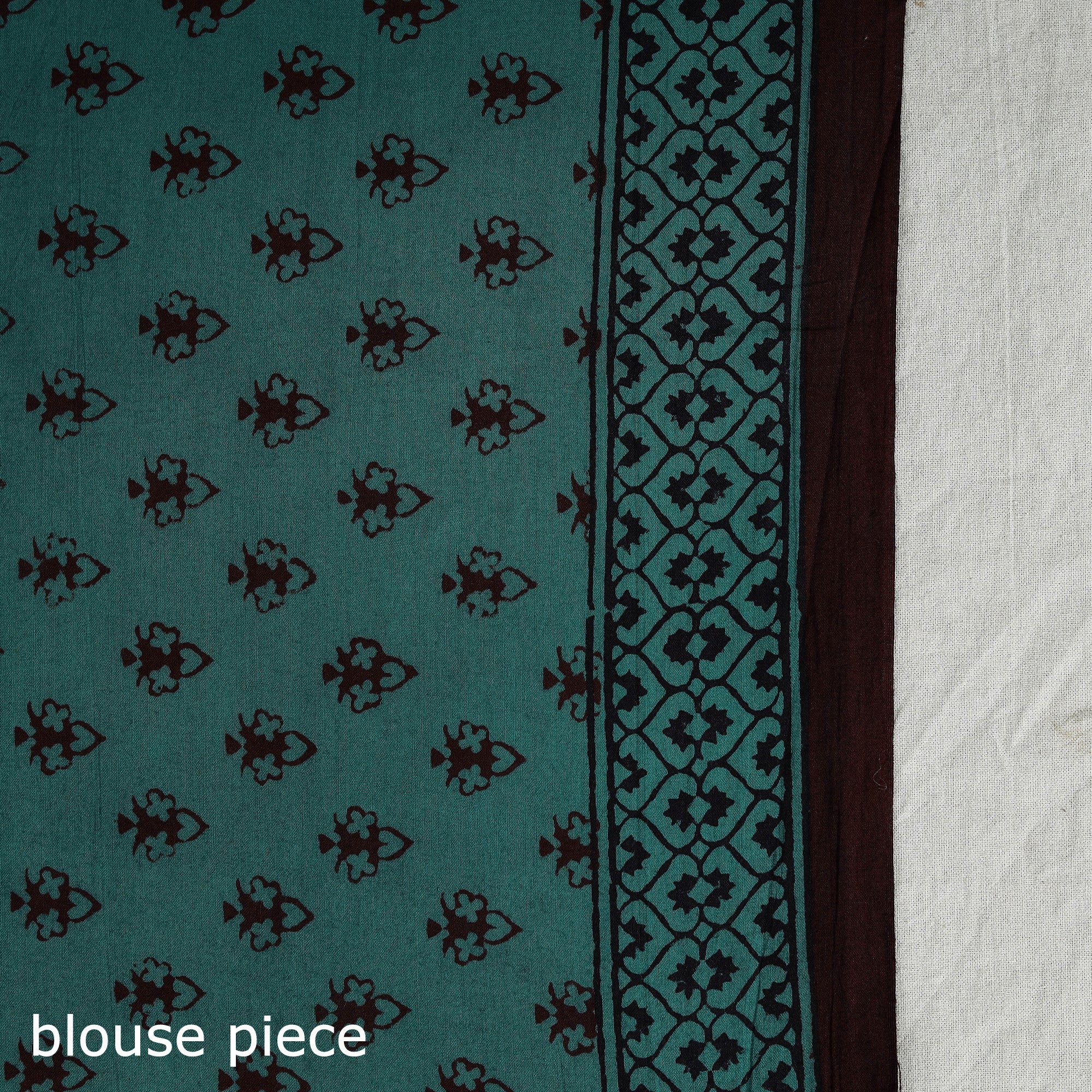 BAGH PRINTS BY MOHAMMED BILAL KHATRI Brown - Natural Dyed Bagh Print Cotton Saree with Blouse Piece 11 - view 7