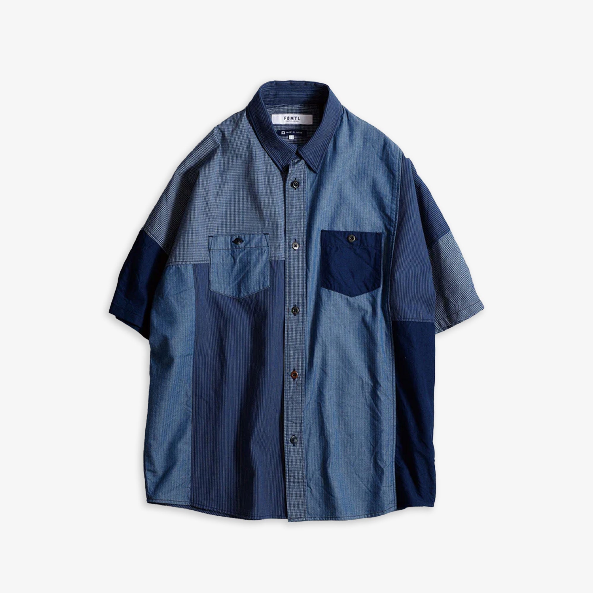 Patchwork s s – Fdmtl | Patchwork S/s Shirt Rinse { Indigo