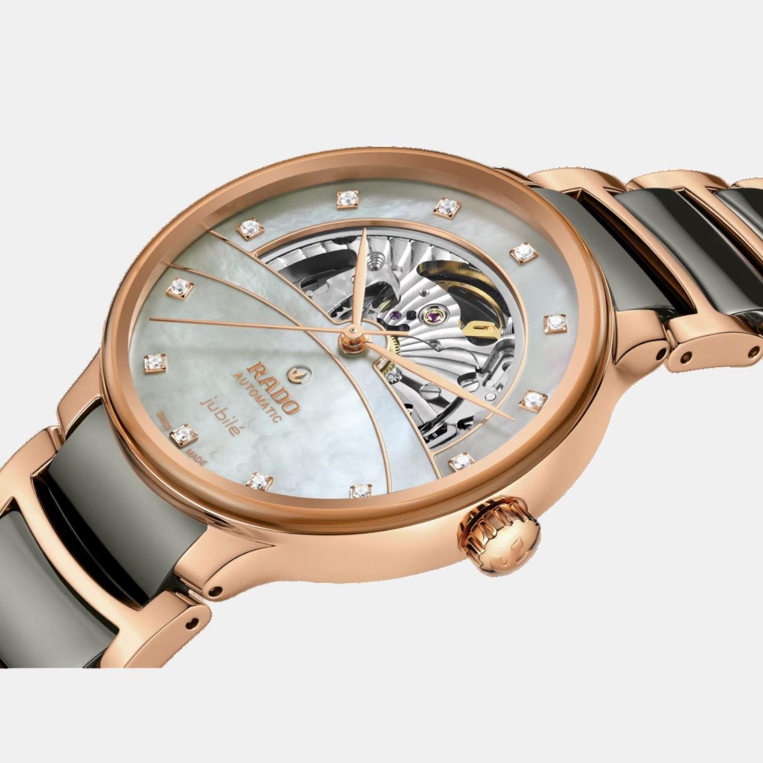 Rado Centrix Unisex Automatic Silver & Rose Gold Dial Analog Ceramic Watch R30028912 - view 2