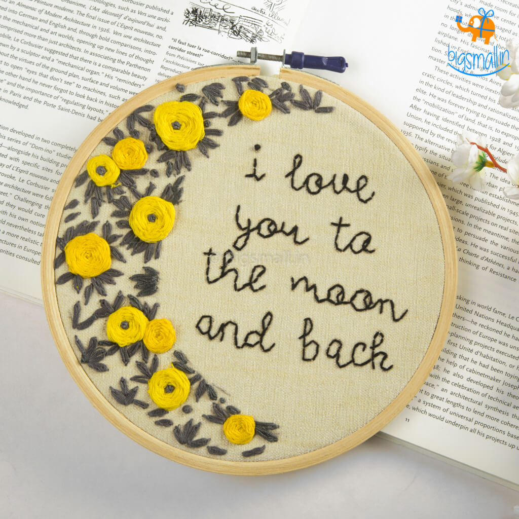 Hoop-Broideries Love You To The Moon Embroidery Hoop Wall Art