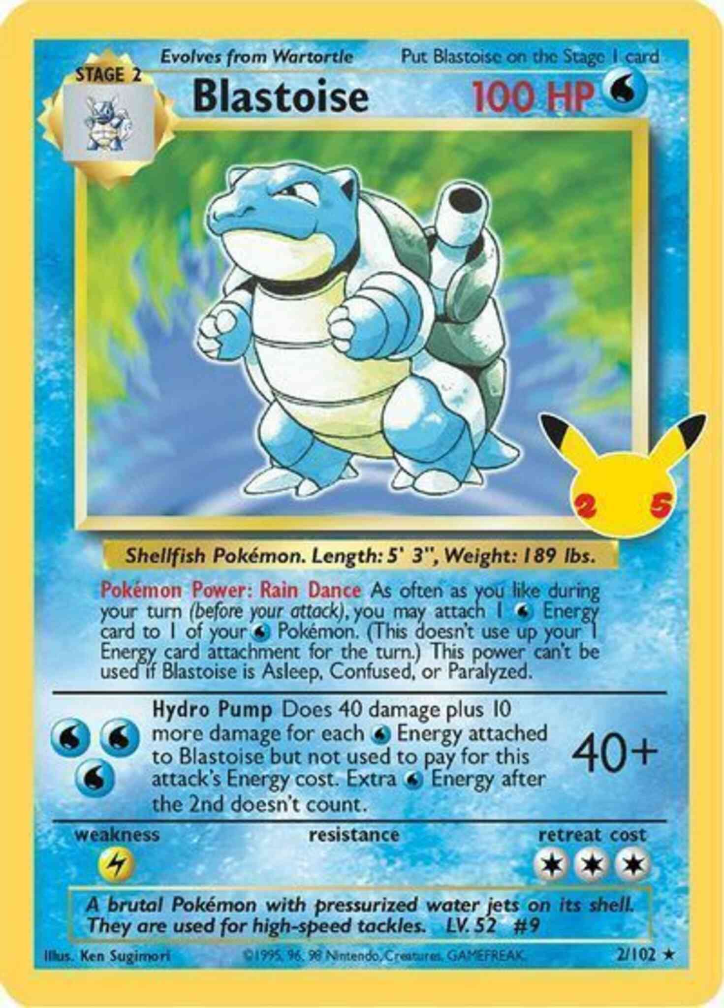 Rare holo cel25c-2 – Pokémon Blastoise - 2/102 - Rare Holo [CEL25c-2] [Holo]