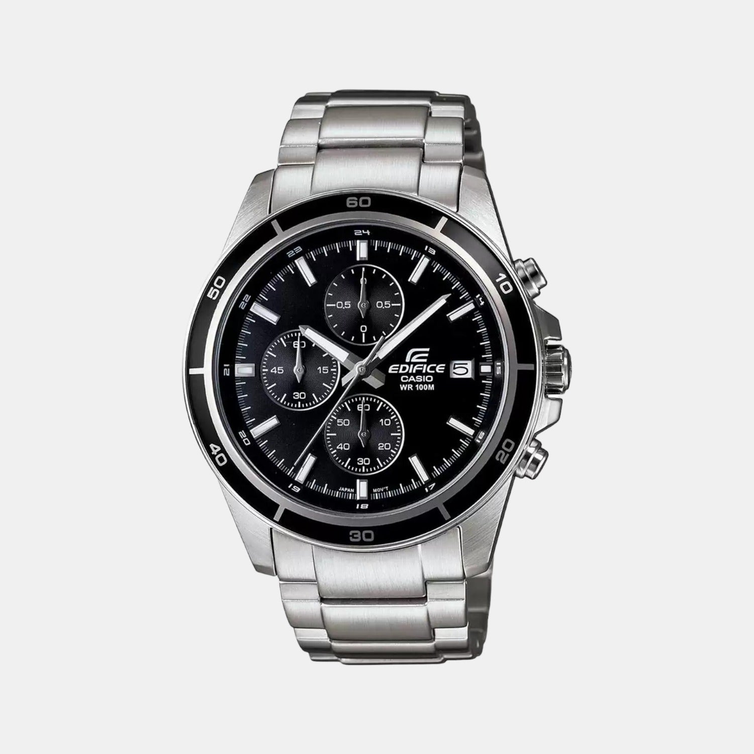 Casio Edifice Men Quartz Black Dial Chronograph Stainless Steel Watch EX093
