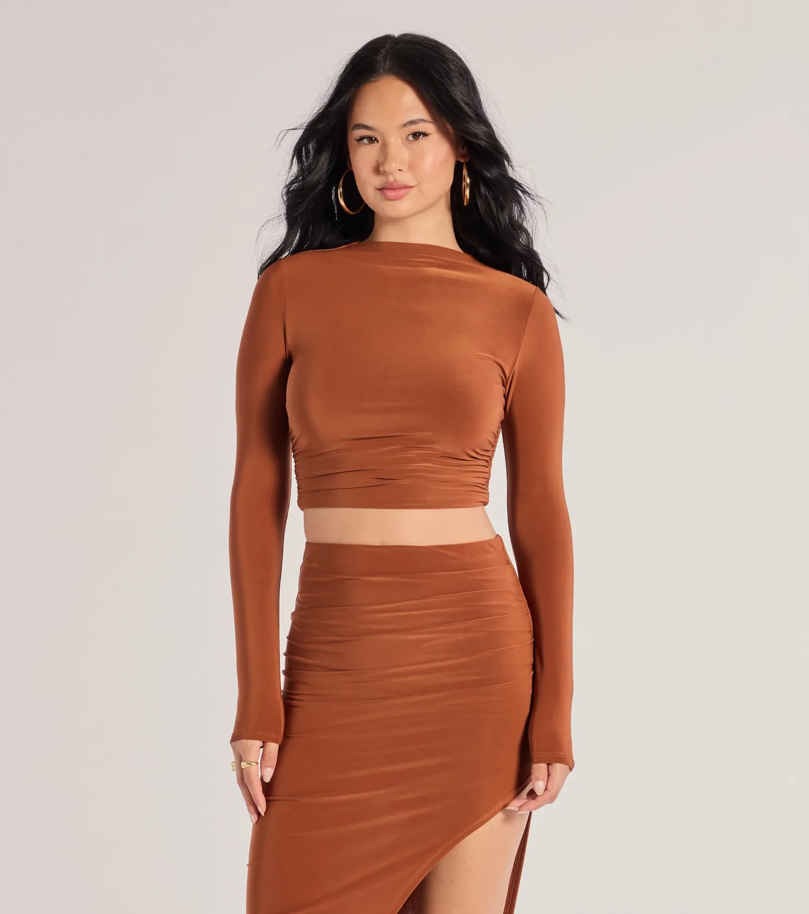Windsor Bold Staple Long Sleeve Crop Top - view 5