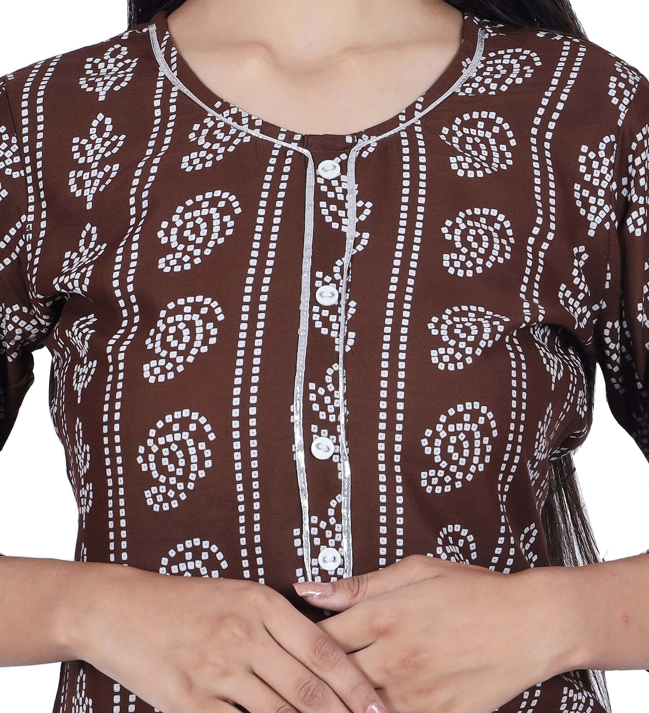 Fab Alchemy Brown Printed Cotton Kurta and Skirt Set - view 2