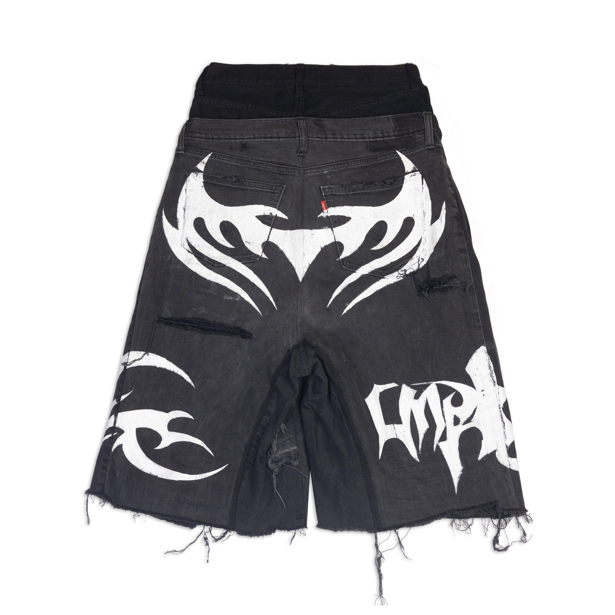 Unreborn Project Nu Metal Denim Jorts Double Belt Black - view 2