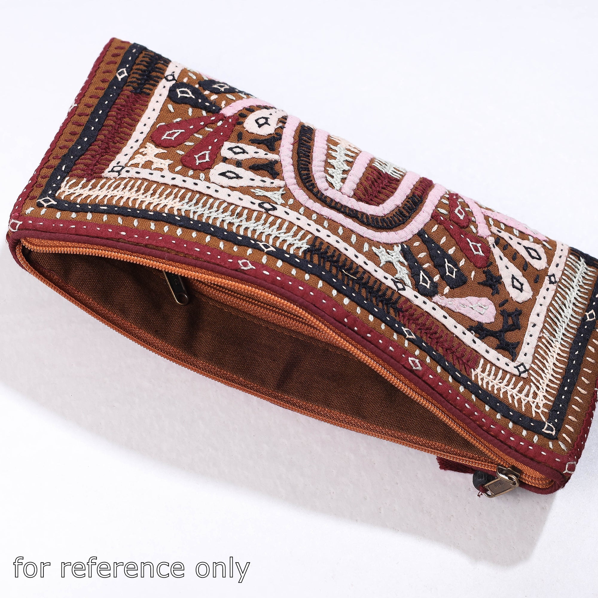 QASAB Brown - Kutch Dhebariya Qatab Hand Embroidery Clutch Purse - view 3