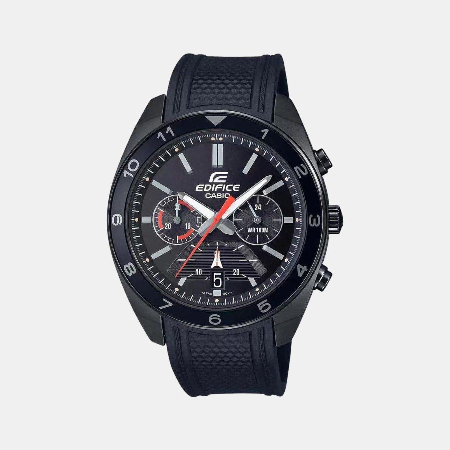 Casio Edifice Men Quartz Black Dial Chronograph Resin Watch ED487