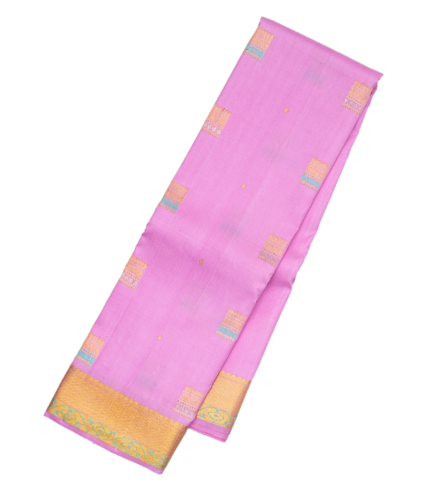 RmKV BubbleGum Pink Handloom Kanchipuram Silk Saree With Meena Buttas