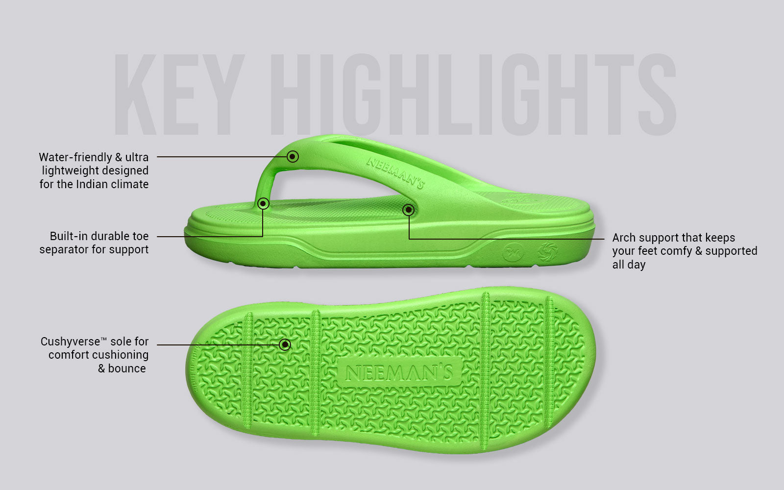 Neeman's Cushers Flips For Women : Neon Green - view 4