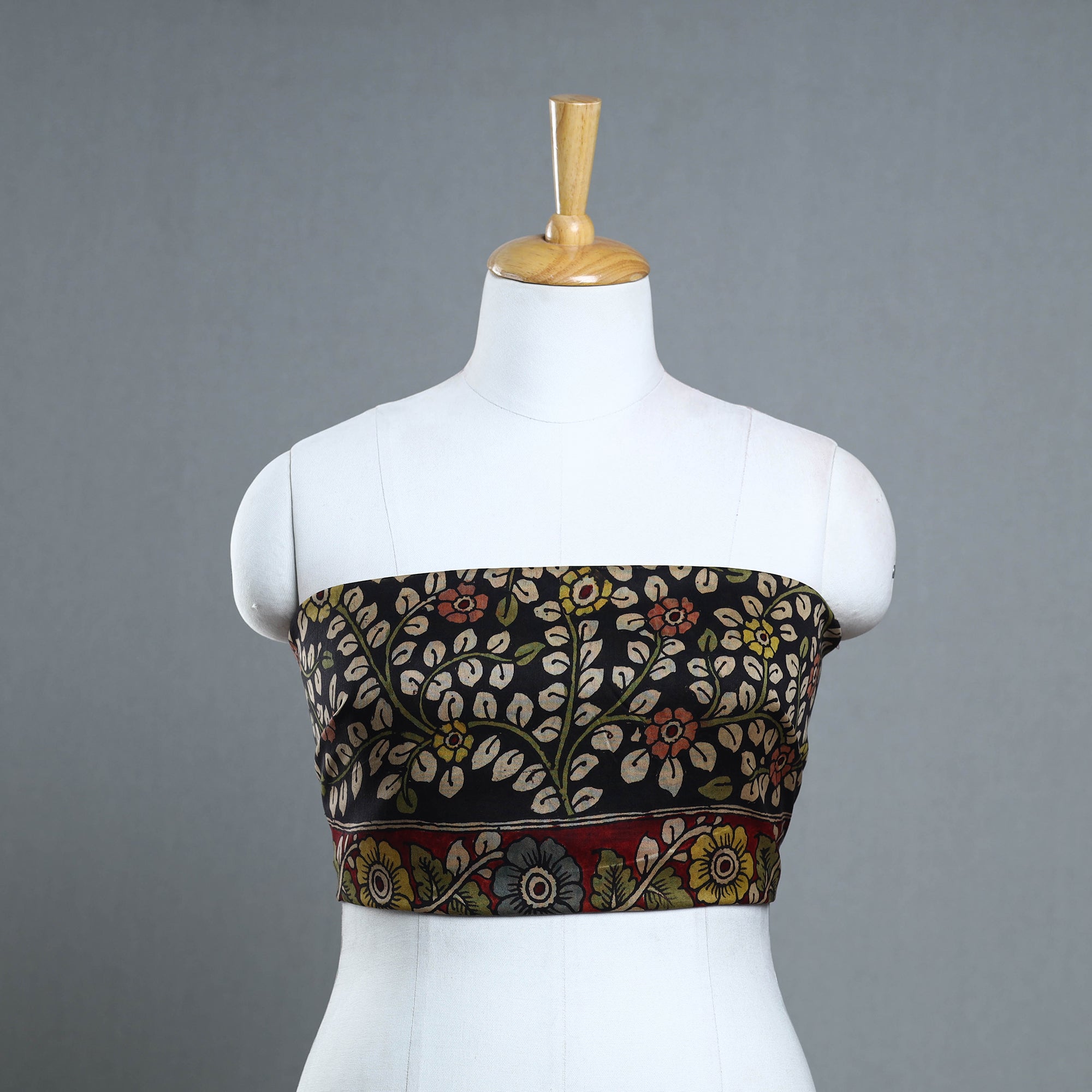 DWARAKA PLUS Black - Handpainted Chanderi Silk Kalamkari Blouse Piece 36