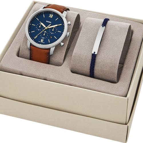 Fossil Neutra Blue Dial & Brown Strap 44 MM Watch with a Bracelet for Men - view 3