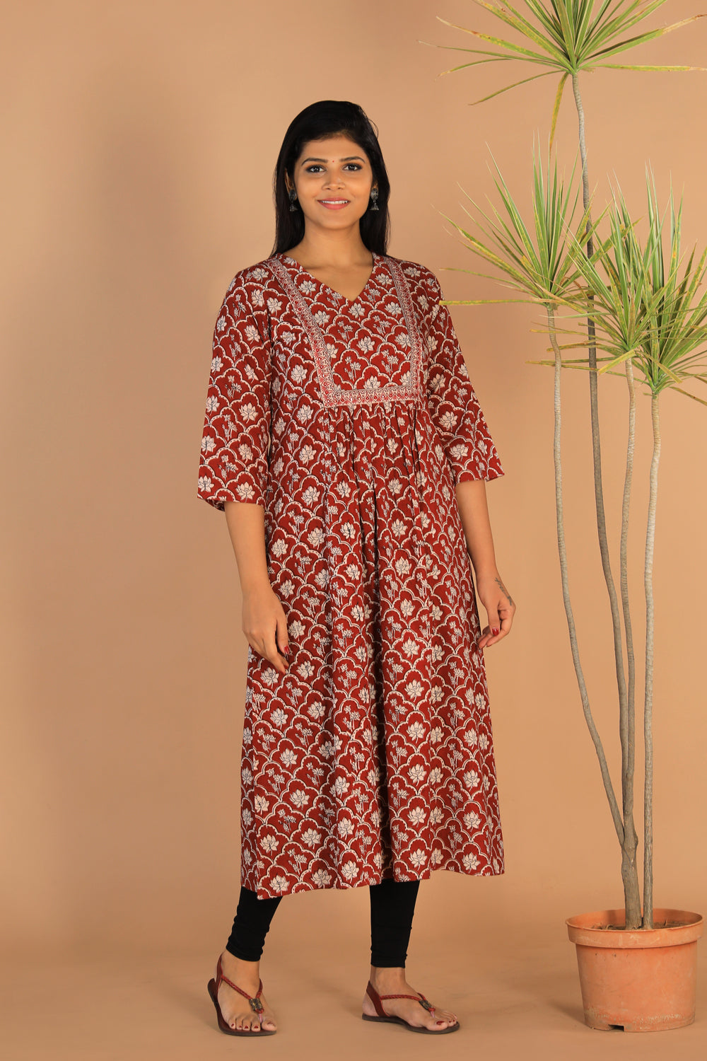Kalanjali Ethnics Embroidered cotton Bagh block printed kurti