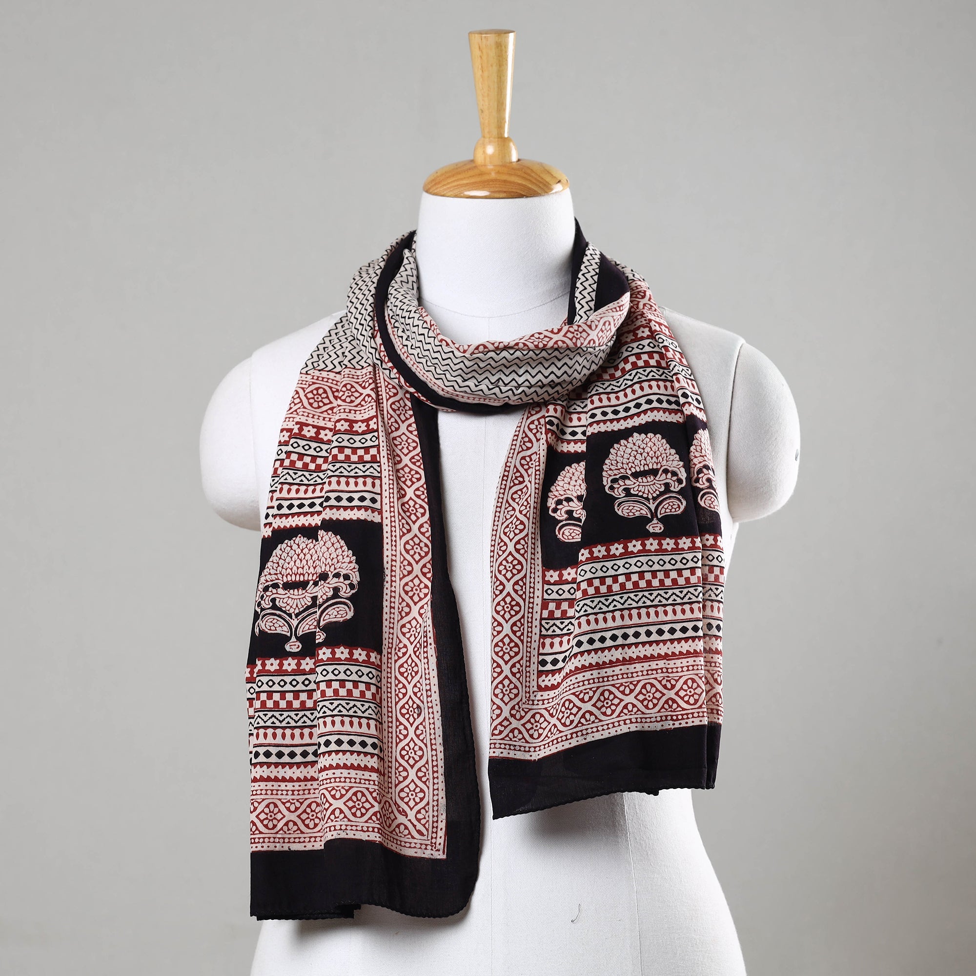 BAGH PRINTS BY MOHAMMED BILAL KHATRI Black - Bagh Hand Block Printed Cotton Stole