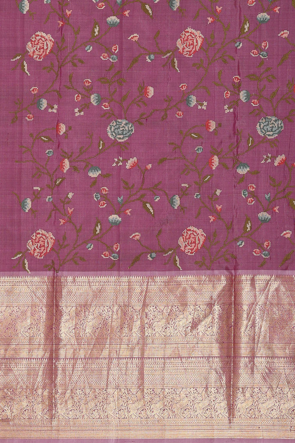 Kalanjali Kanchi Kora Deep Wine Brocade Saree - view 4