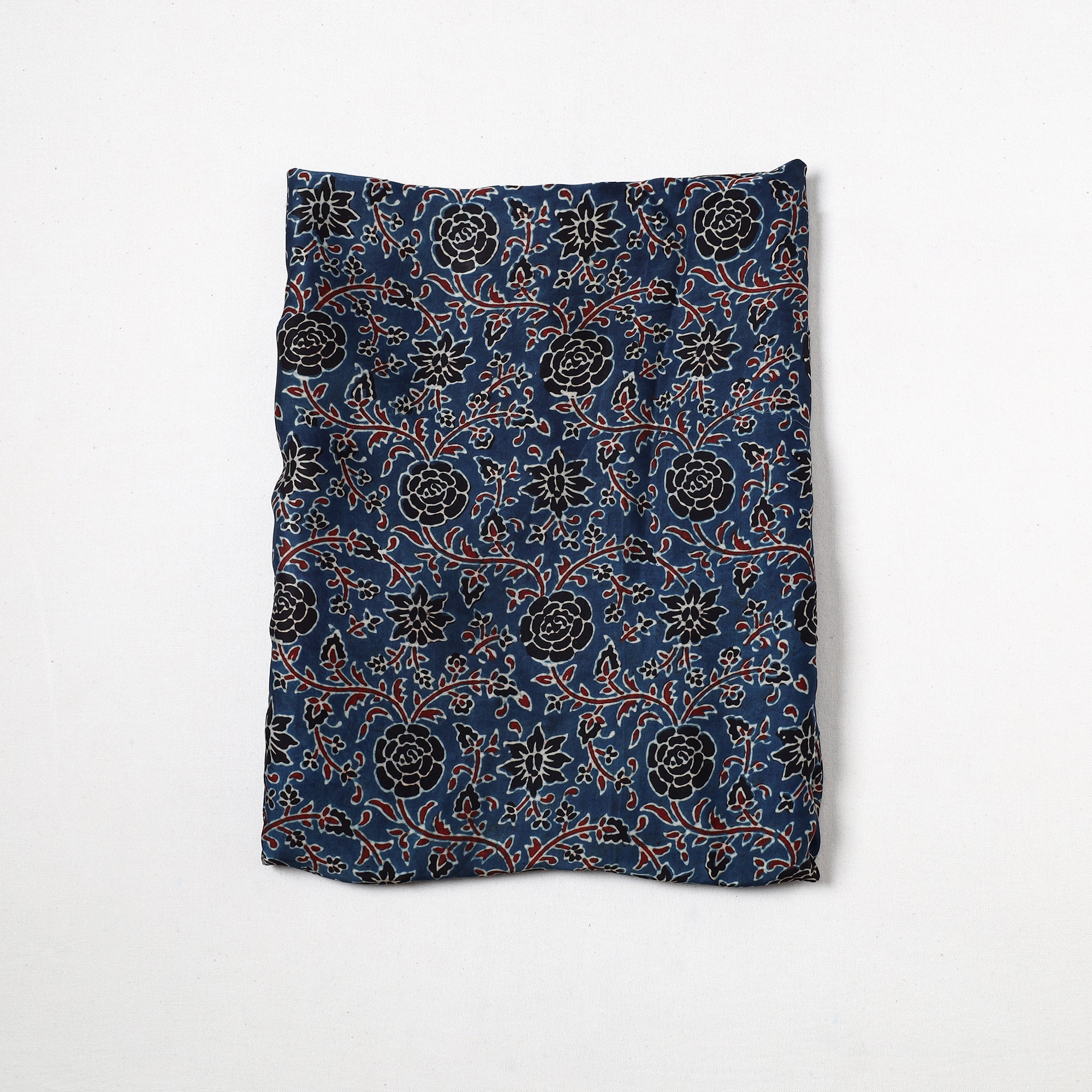 RIYAZ ABDULMAJID KHATRI - AJRAKH Blue - Ajrakh Hand Block Printed Modal Silk Precut Fabric 30
