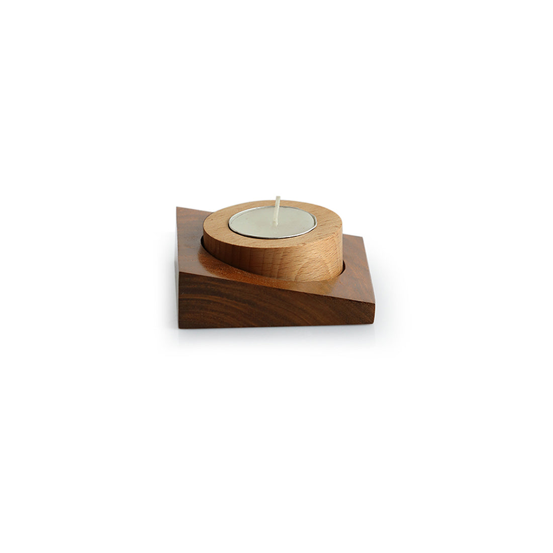 EXCLUSIVELANE 'Jugnu Round' Wooden Tea Light Holder - view 2