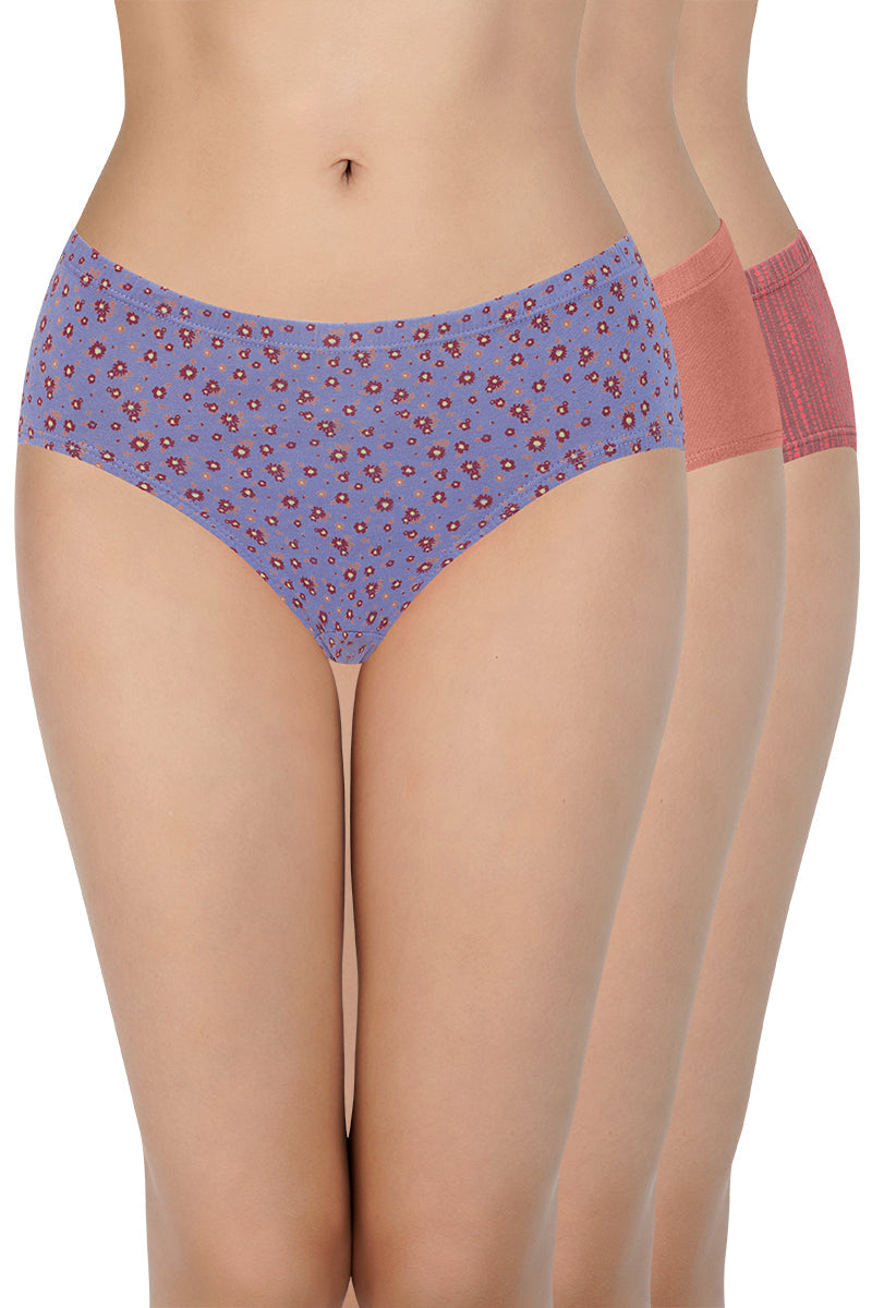 every de 100% Cotton Hipster Panty Pack (Pack of 3) - D020 - Multi