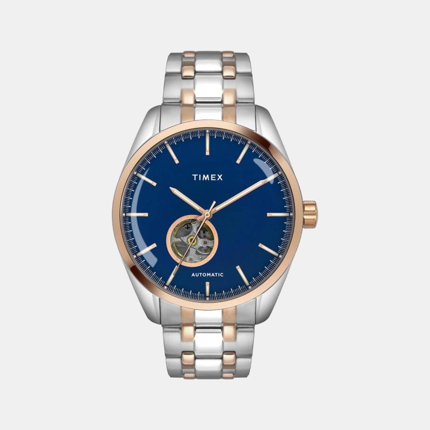 Timex E Class Men Automatic Blue Dial Analog Stainless Steel Watch TWEG17506