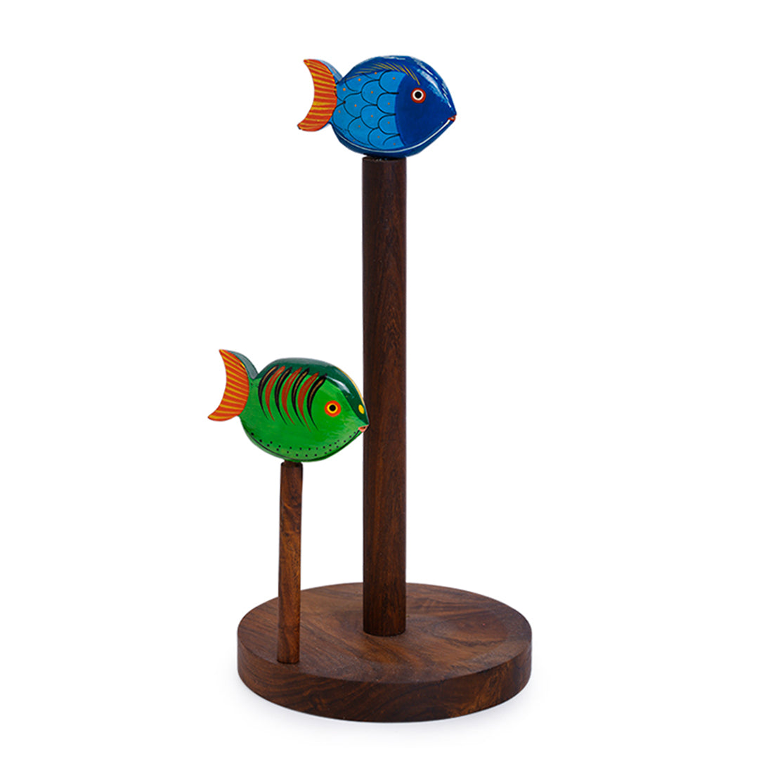 EXCLUSIVELANE Brown - Handpainted Fishes Napkin Holder In Sheesham Wood - view 3
