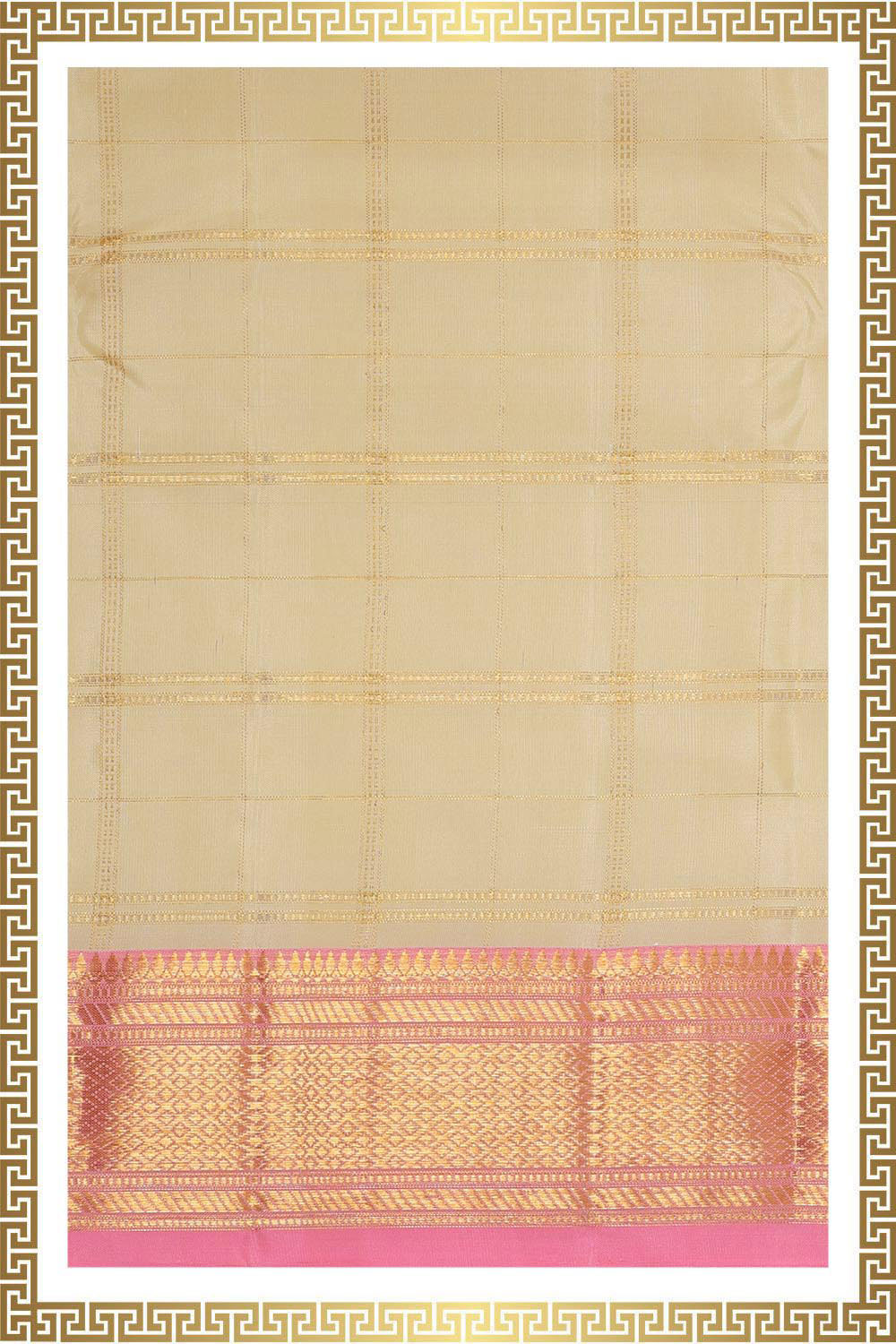 Kalanjali Kanchi Silk Ivory Cream Traditional Dhoti With Kanduva (8 X 4)